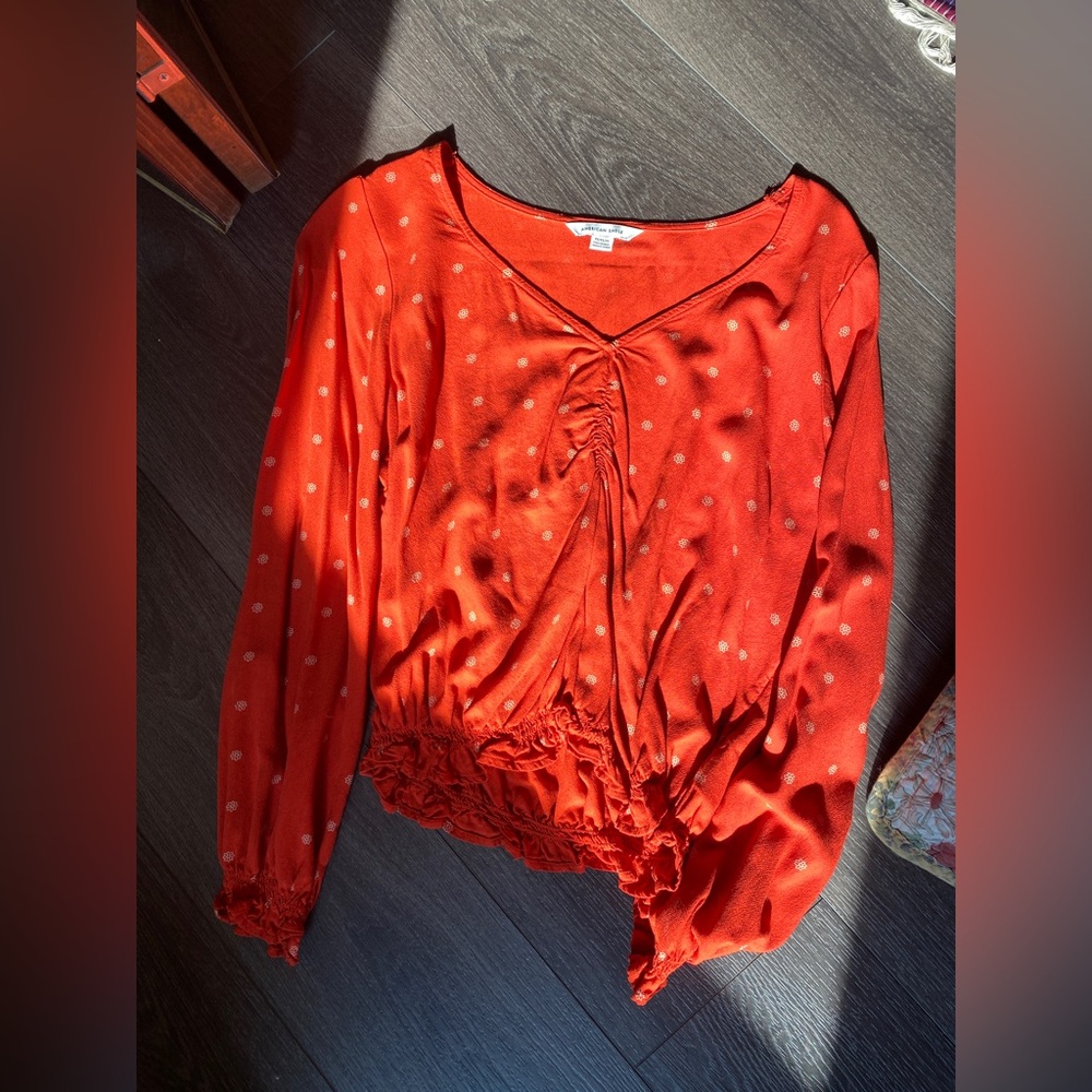 American Eagle orange/red blouse, medium
